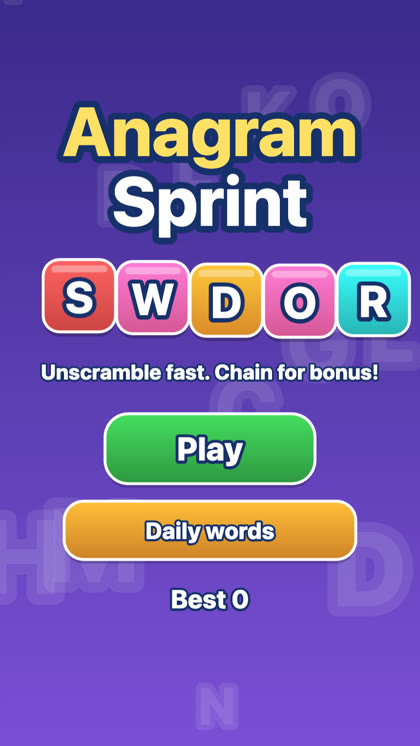 Anagram Sprint game